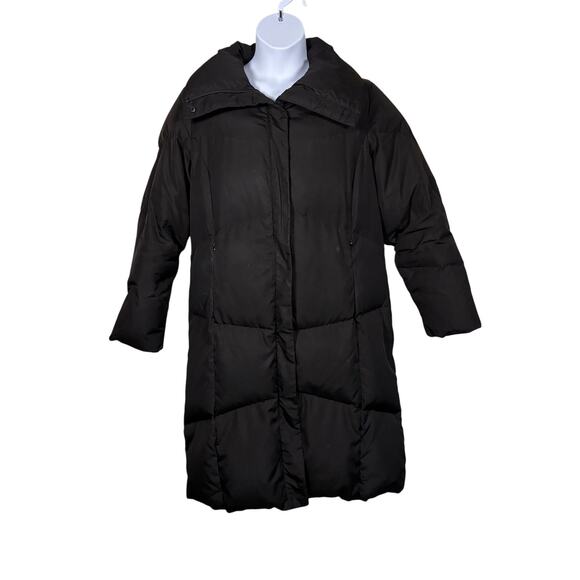 Calvin Klein Down Long Puffer Coat Womens Large High Collar Classic pockets - Picture 1 of 13